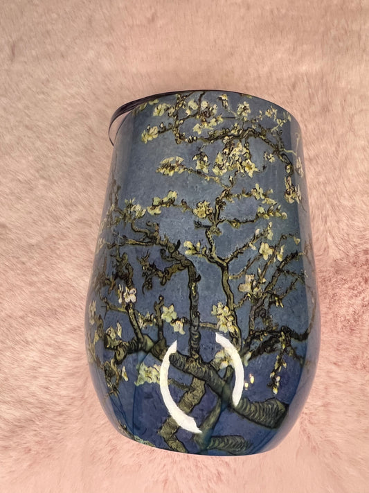 Stemless Van Gogh Wine Glass w/Lid