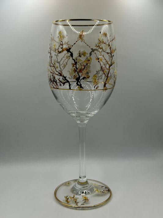Almond tree Van Gogh Wine glass